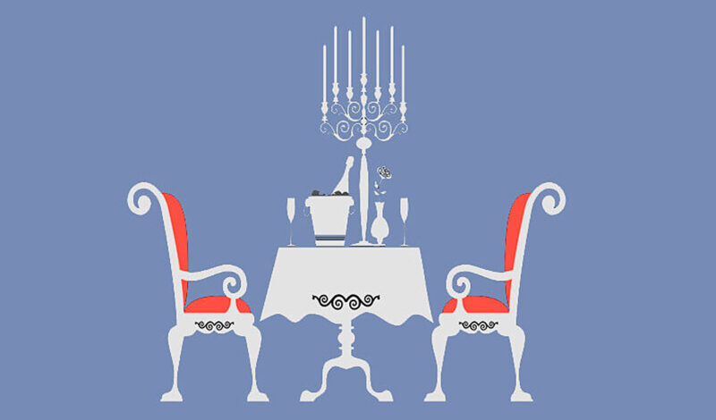 Symbolbild für ein elegantes Dinner mit Tisch mit Stühlen